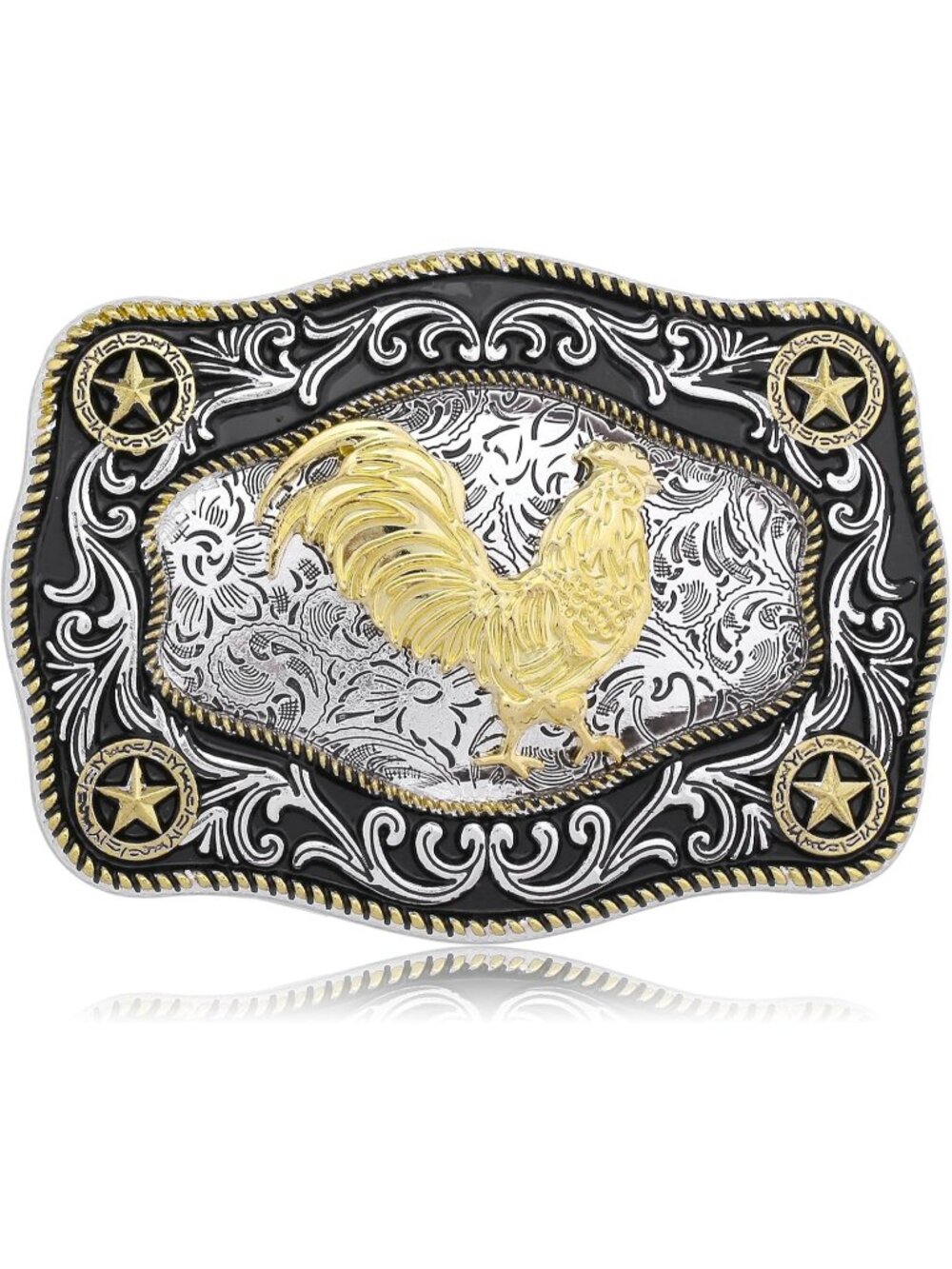 Unisex 2 Rooster Vintage Longhorn Bull Texas Cowboy Belt Buckle